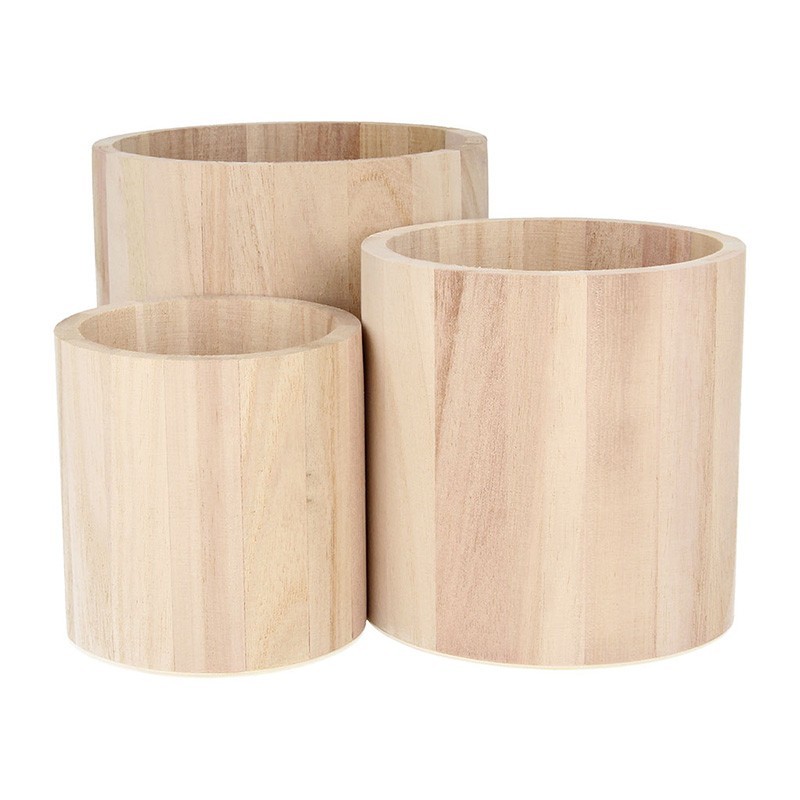 Set de 3 pots en bois